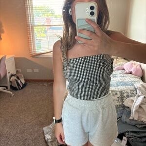 Hollister Gingham Black and White Crop Top